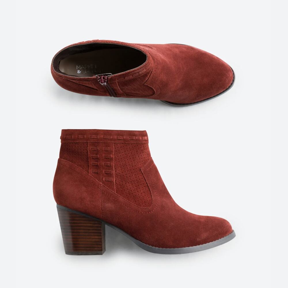 NEW Market & Spruce | Caia Burgundy Maroon Faux Suede Booties Ankle Boots